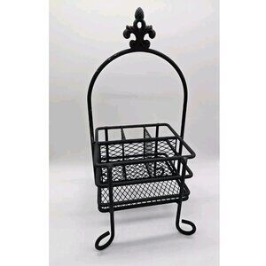 Black Wrought Iron Utenstl Buffet Caddy Picnic Party